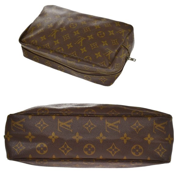 Authentic LOUIS VUITTON Trousse Toilette 28 Clutch Hand Bag Monogram Brown - Picture 7 of 8